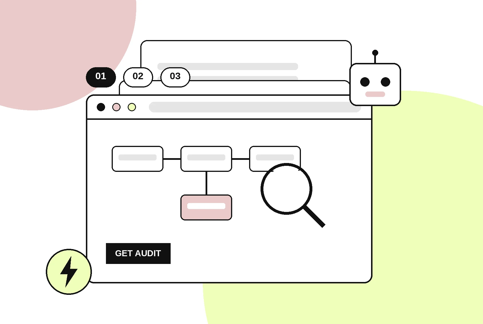 AI automation workflow audit illustration showing a business process review to find automation savings for UK companies